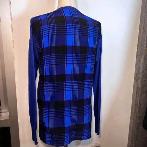 CENTRAL PARK WEST Cobalt Mixed Material Silk Back Cotton Front Sweater Size S - Picture 7 of 16